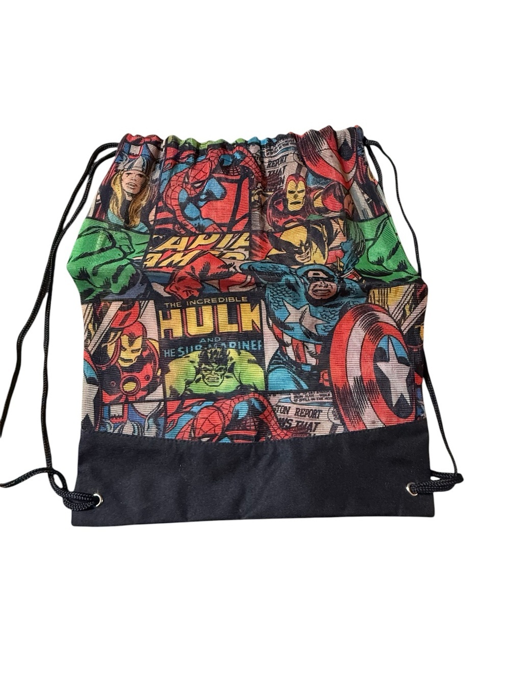 Marvel Avengers Drawstring Backpack, Retro Comic Print Cinch Gym Bag, PE Bag